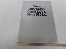 BROCHURE ORIGINALE 1970 SIMCA RALLYE 530 MATRA IN ITALIANO DEPLIANT PROSPEKT