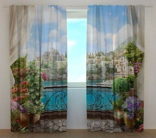 Tenda balcone con fiori - con,