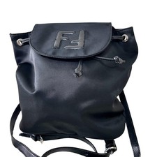 FENDI Zaino Nylon con Ferramenta Argento Nero Donna Autentico dal Giappone