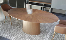 TAVOLO ELLITTICO L.200x110 LEGNO COLORE NOCE O LACC. NERO PORO APERTO 687"PROMO"