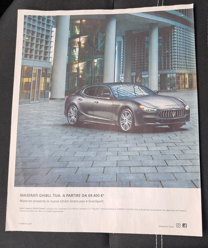 Pubblicità maserati ghibli - pubblicità,