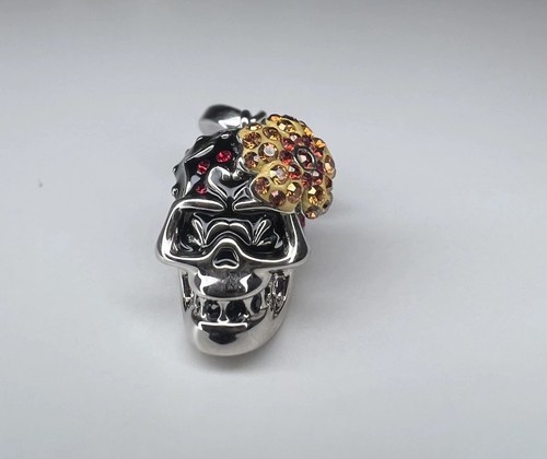 Charm teschio fiore - fiore, swarovski