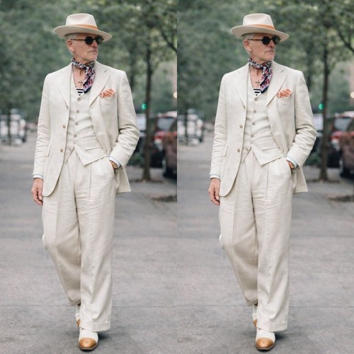 Tuta uomo beige lino cotone