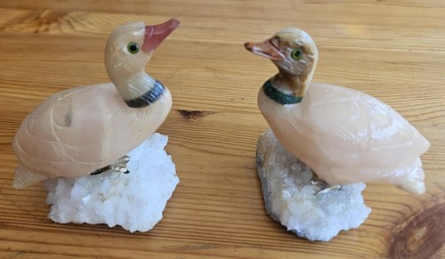 Pair rose quartz - of, duck