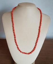 Collana corallo rosso naturale vintage  44cm - 4mm circa e argento 925