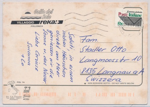 Italia 1995 cartolina per - italia,