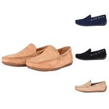 Mocassini Uomo in Camoscio Blu Nero Scarpe Basse Estive Eleganti Loafer