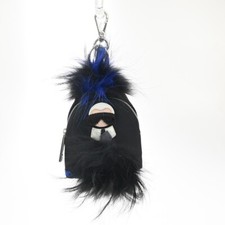 FENDI Karlito Zaino Borsa Portachiavi Charm Marsupio Nylon Pelle Nero 31EF055