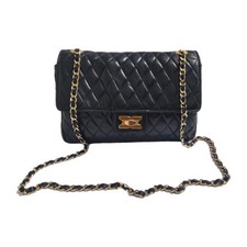 Borsa a tracolla Aquascutum vintage in pelle marina scura made in Italy.