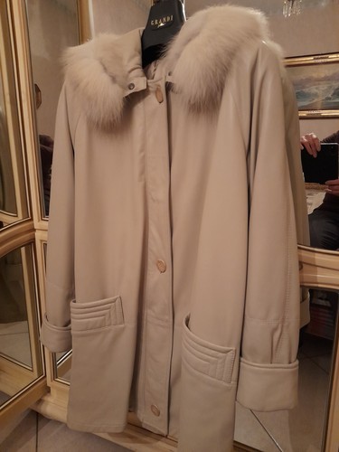 Cappotto pelle con collo - pelle,