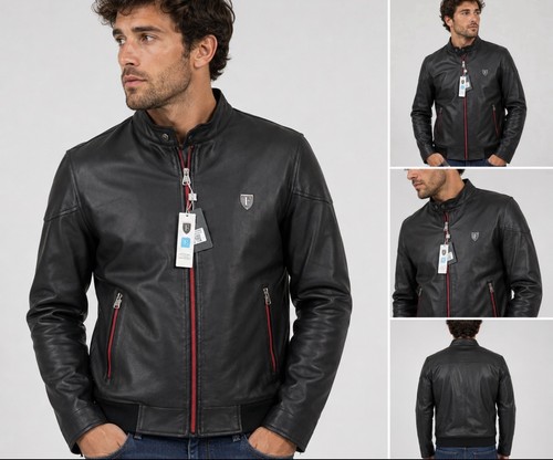 Giacca pelle nera uomo - , f