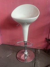 Sedia Girevole Bianco Laccato E Acciaio Cromato