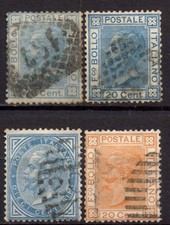ITALIA REGNO 1867 -26»28- Lotto usati 10 e 20 c. con variante di colore #B#K3U