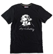 T-shirt Ludwig van Beethoven uomo nera cotone musica classica musicista
