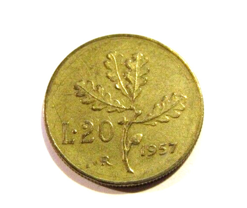 1957 italy lire coin - italy,