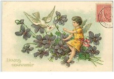 ANGELI N. 8730. ANGE Su FLEURETTES BLU. CP GAUFFRÉE