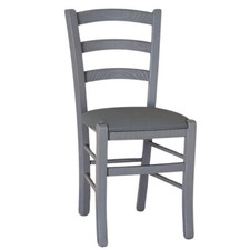 Sedia legno venezia paesana grigio con seduta in similpelle grigio antracite