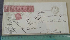 ROCCARAINOLA (CASERTA) 1894_STRISCIA 5 FRANCOBOLLI da 10 c.+ 1  su SOVRACCOPERTA