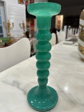 Vase verre opalin vert decor