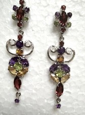 orecchini in argento con pietre preziose naturali, rubino, ametista, quarzo citr