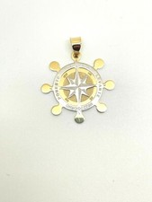 CIONDOLO ROSA DEI VENTI E TIMONE ORO GIALLO E BIANCO 18KT   PESO 1,42
