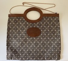 REDWALL VINTAGE BORBONESE Tote Bag Foldover Pochette/Tote Marrone Tela Pelle