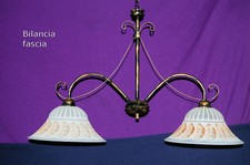 Lampadario sospensione cucina sala in ferro battuto Bilancia 2 luci bronzato