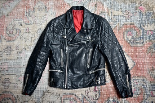 Giacca moto pelle - , nera