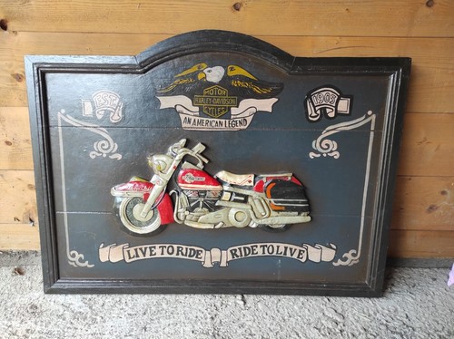 Quadro vintage legno harley - legno,
