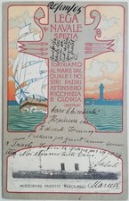 CARTOLINA REGIA MARINA LEGA NAVALE SPEZIA ILLUSTRATA ACCADEMIA MARCO POLO M2