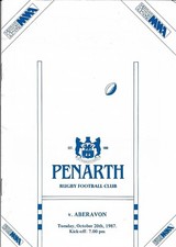 Penarth v Aberavon 20 ottobre 1987 PROGRAMMA RUGBY