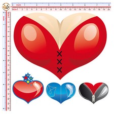 cuori divertenti adesivi auto moto casco tuning sticker hearts print pvc 4 pz. 