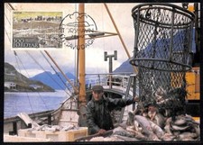 aa6429 - Isole FAROE - STORIA POSTALE - TESSERA MASSIMA FDC - Barche da pesca 1987