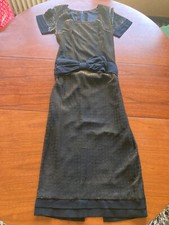 Abito elegante donna - Nero e oro - Fatto a mano - Taglia unica.