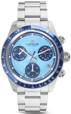 LORENZ CALIFORNIA 090003TY Azzurro Orologio Uomo Cronografo Acciaio Swiss Made  