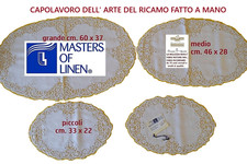 SET CENTRI  LINO PIZZO TOMBOLO CANTU'  FATTI A MANO  4 PEZZI OVALI BIANCHI