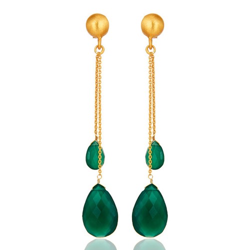 Orecchini pendenti onice - , verde