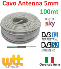 MATASSA CAVO COASSIALE PER ANTENNA TERRESTRE SATELLITARE SAT DVB-T 5mm 100 METRI