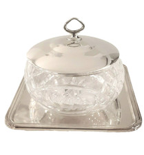 Zuccheriera Formaggiera in argento 800 lavorazione lucida con base, nuova  4731