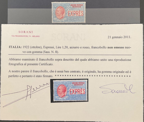 Regno 1922 espressi - lire, 1,20