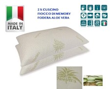 ??COPPIA CUSCINI FIOCCO MEMORY FOAM FODERA ALOE VERA ORTOPEDICO ERGONOMICO 