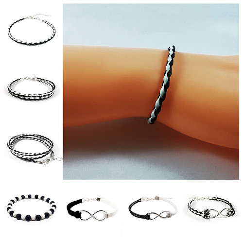 Bracciale bianco nero corda - in,