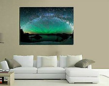 QUADRI MODERNI TELA XXL 200X125 AURORA BOREALE FINLANDIA LAPPONIA STELLE NATURA
