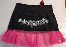 GONNA,SKIRT, NERA CON TESCHI E TULLE ROSA,BLACK AND PINK WITH SKULL,SMALL