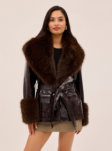 Brown faux fur - fur, mid-length