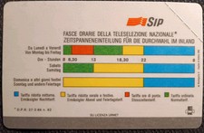 Scheda Telefonica Sip A.A.P 3 L.5.000 "Fasce Orarie Urmet/Manteg." Anno 1990