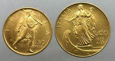 COPPIOLA 50 LIRE LITTORE + 100 LIRE ITALIA SUPRORA  1933  SPL PERIZIA NIP