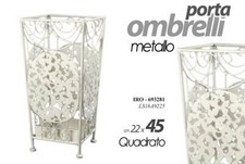 PORTA OMBRELLI 22*45CM METALLO QUADRATO MODERNO STUDIO COLOR BIANCO ANTICATO