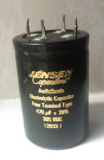 NOS Jensen 470uF 385V Condensatore filtro grado audio tipo quattro terminali 12033-1