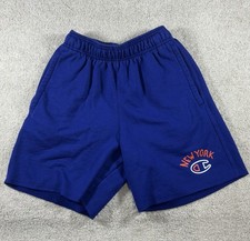 Pantaloncini corti uomo Champion Powerblend vestibilità standard "New York" blu Knicks Small nuovi con etichette